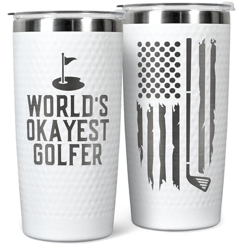 HUNIGIFT Golf Gifts for Men, Grandpa, Uncle, Golfer, Boss, Dad, Husband, Him, Boyfriend - Fathers Day Golf Gifts - Birthday, Christmas, Fathers Day Gift for Golfers Men - 20 Oz Worlds Golfer Tumbler