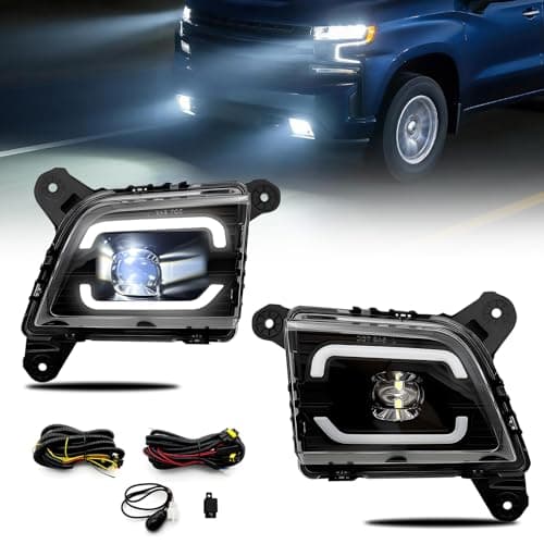 Shocklight LED with DRL Fog Lights Compatible with 2019 2020 2021 2022 2023 Chevrolet Silverado 1500 2500HD 3500HD Chevy Front Bumper Driving Fog Lights with Switch and Wiring Set
