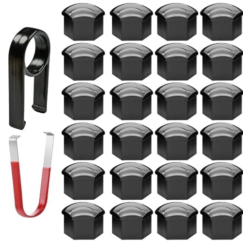 Gebildet 24pcs Wheel Nut Cap 17mm Wheel Bolt Nut Caps Covers Hexagonal Tire Nut Covers with Removal Tool Set for CarsGray