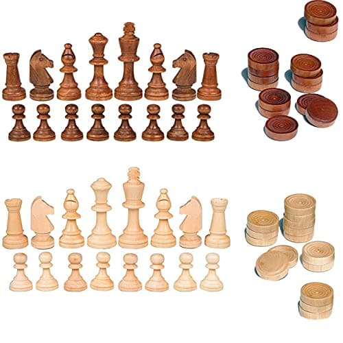 NiSotieb 2 in 1 Chess Pieces Wood Chess Pieces Checker Pieces Without Board 35 inches
