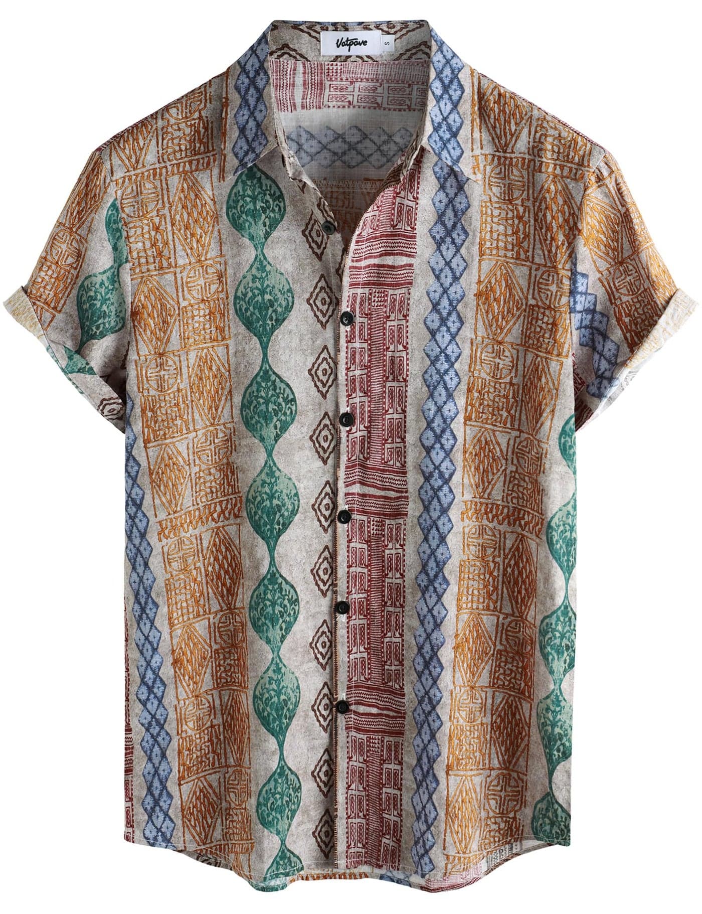 VATPAVE Mens Casual Hawaiian Floral Shirts Short Sleeve Button Down Tropical Shirts Beach Summer Shirts X-Large Red Orange