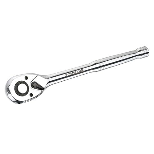 TOMMARS 1/2" Drive Ratchet Wrench, 72-Tooth Quick-Release Reversible Socket Ratchet, 5° Swing Arc Mechanic Hand Tool, Automotive Repair & Gifts for Men
