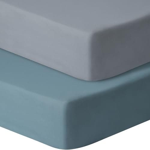 Pack and Play Sheets Fitted, 2 Pack Pack n Play Sheets for Graco Pack n Play Mattress, Unisex Playard Sheets for Boys Girls(Dark Green & Dark Grey, 38 X 26 Inch)
