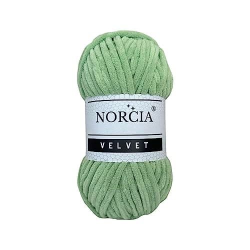 NORCIA Soft Velvet Yarn Chenille Yarn for Crocheting Super Bulky (100g-3.50oz) (68m-74.3 yds) Baby Blanket Yarn for Knitting Amigurumi Yarn for Crochet Weaving Craft (Asparagus Green, 1 Skein)