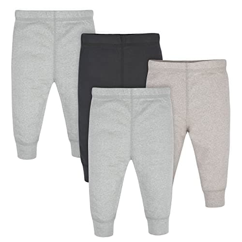 Gerber Baby Boys 4-pack Pants Infant-and-toddler-bloomers, Gray Heather/Black, Newborn US