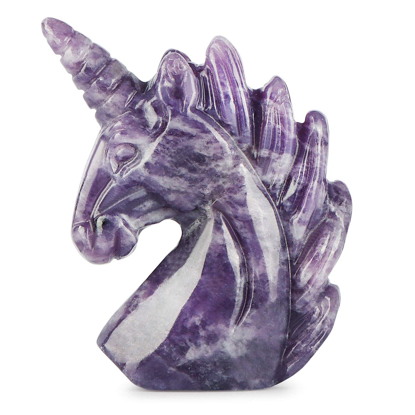 Artistone 3 Purple Lepidolite Crystal Unicorn Figurines Hand Carved Healing Fancy Gem Unicorn Carving Stone Statue Animal Collectibles Paperweight for HomeOffice Decor