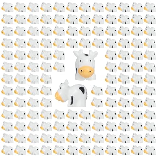 EKisemio 100 Pcs Mini Cows Figurines Miniature Resin Cows Animal Figurines Set for Decorating Outdoor Micro Landscape Mini Fairy Gardens Potted Plant Accessories and Creative DIY Props
