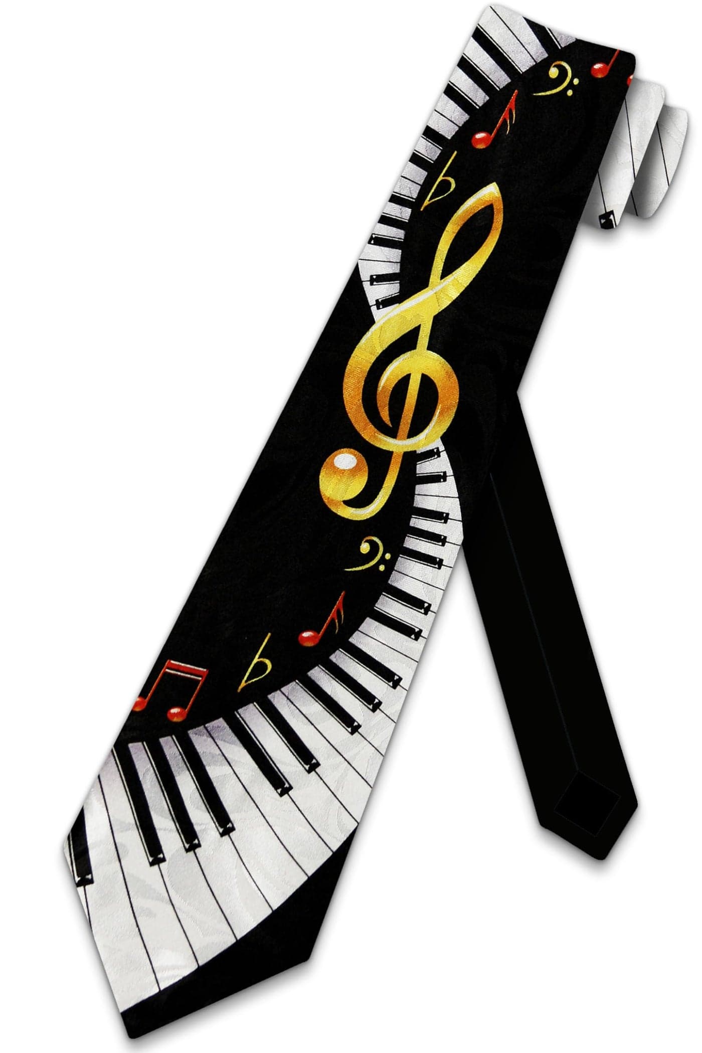 Steven Harris Men's Keyboard Necktie Piano Ties with Notes and Treble One Size Black