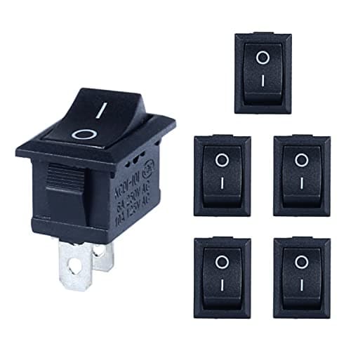 6Pcs ON-Off Latching Mini Boat Rocker Switch 2-Pin 2 Positions SPST Toggle Switch Snap-in 12V 110V 250V 10A