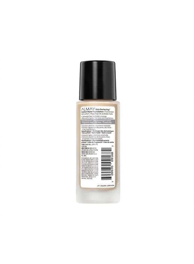 Skin Perfecting Comfort Matte Foundation, Hypoallergenic, Cruelty Free, -Fragrance Free, Dermatologist Tested Liquid Makeup, Neutral Buff, 1 Fluid Ounce