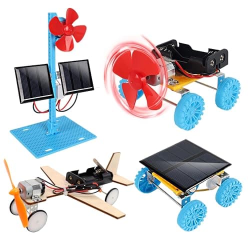 4 in 1 Solar Power Electric Motor STEM KitsScience Experiment Projects for Kids BeginnersElectronic Assembly Solar Powered Toy KitDIY Educational Engineering Experiments for Boys and Girls