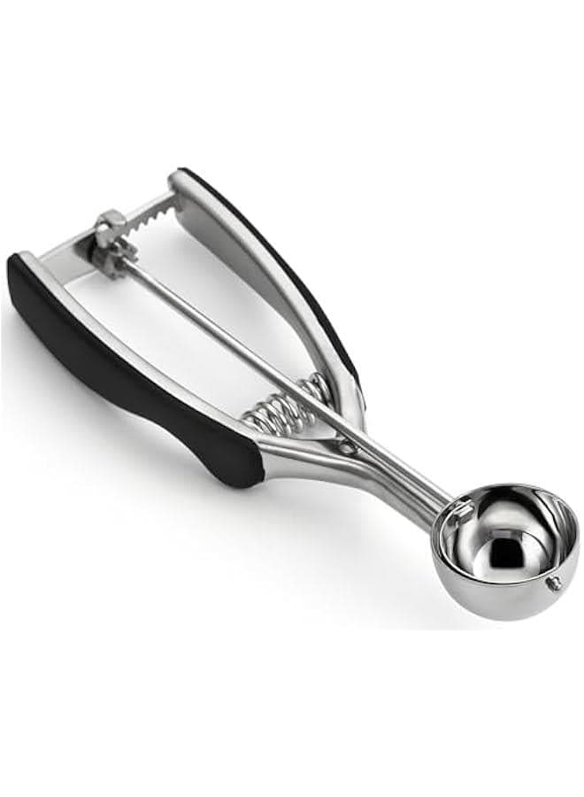Small 1 Tablespoon Stainless Steel Cookie Scoop for Baking - Multifunctional #60 Cookie Dough Scoop with Trigger Release - Kitchen Scooper for Food - Dishwasher Safe Melon Baller - Black