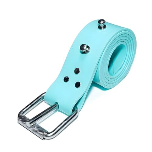 DiveTec Silicone Diving Weight Belt 54 138cm with Detachable Stainless Steel Fastening Studs Ideal for Freediving Spearfishing Aqua Blue