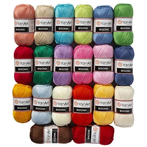 20 Skein Yarnart Begonia Yarn, 100% Mercerized Cotton, Each 1.76 Oz (50g) / 185 Yrds (169m), Fine Sport: 2