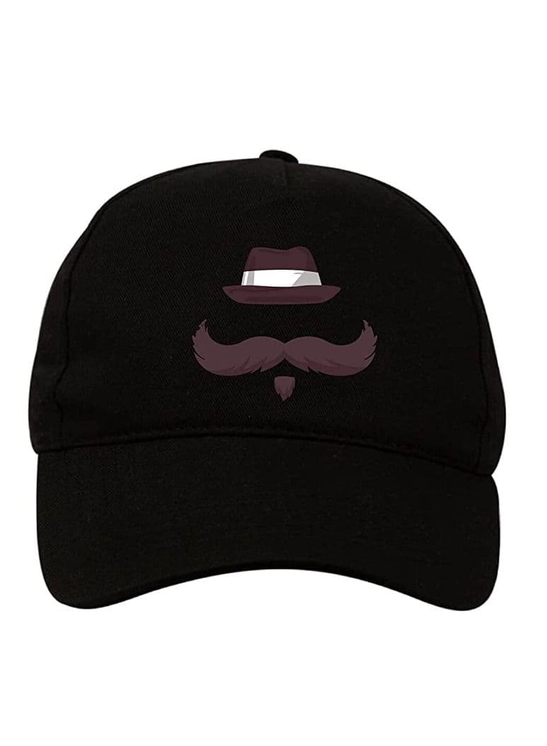 Moustache caps for Movember, Mobro, No shave, Mens Health Awareness Black ( Design 2)