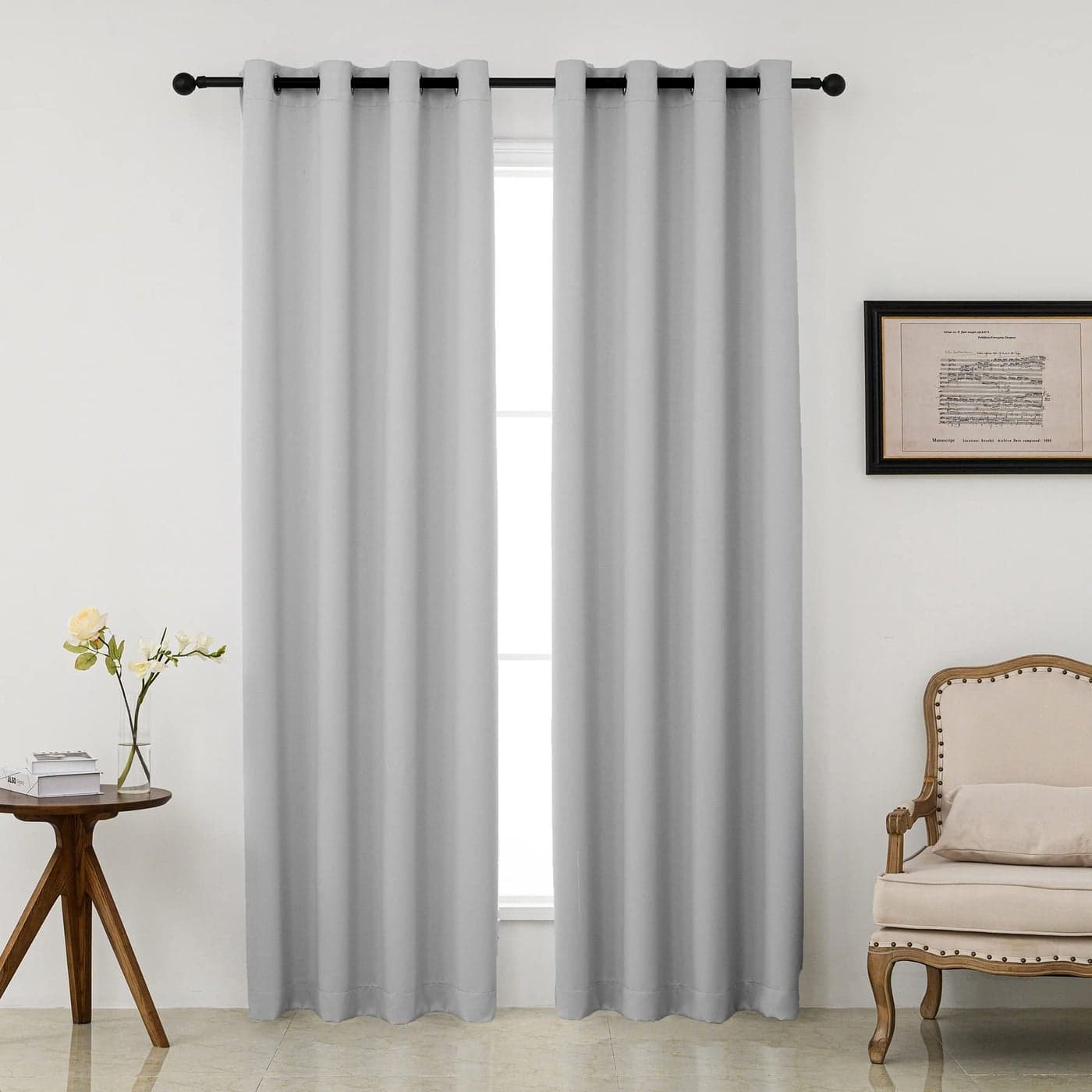 Pickluc Grommet Blackout Curtains 96 Inches Long 2 Panels Thermal Insulated Drapes for Living Room Noise Reduction Privacy Protection Light Grey 52 Wide x 96 Length