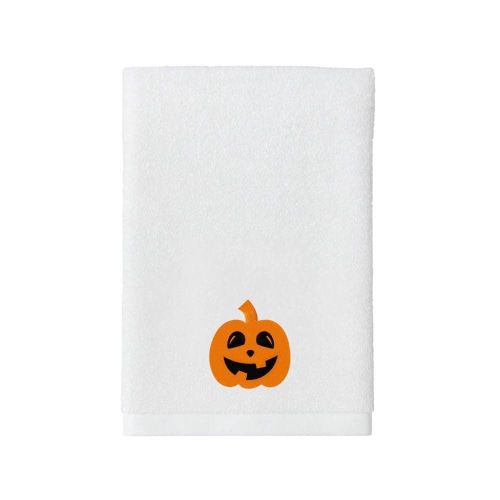 Iris Embroidered For You Bath Towel 70 x 140 Cm 600 Gsm White 100% Cotton Halloween Scary Smile Pumkin Set of 01