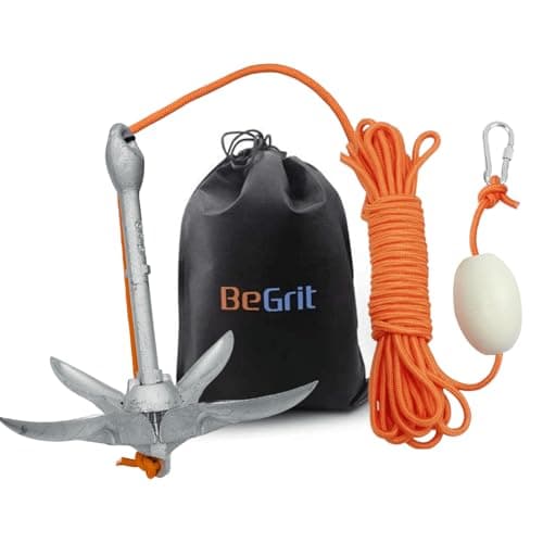 BeGrit Kayak Anchor 3.5lb Folding Marine Anchor Small Boat Anchor for Fishing,Kayak,Paddle Board,Canoe,Jet Ski, with 32.8 ft Anchor Tow Rope Carrying Bag