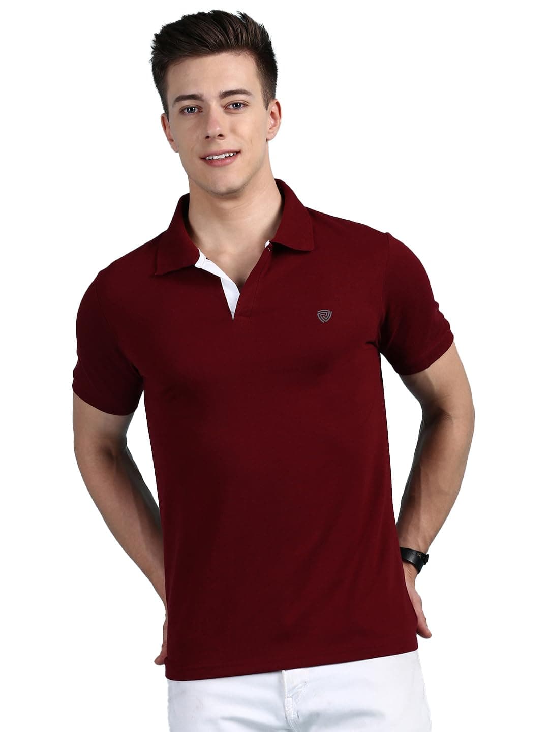 Lux Cozi Men's Pack of 1 Maroon Regular Fit Polo Neck Half Sleeve Solid Casual T-Shirt (Size : XX-Large)_COZI_2121_MRN_2XL_1PC