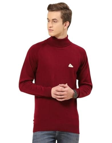 Monte Carlo Mens Solid Red High Neck Full Sleeve Pullover (1240528HN-1140-42)