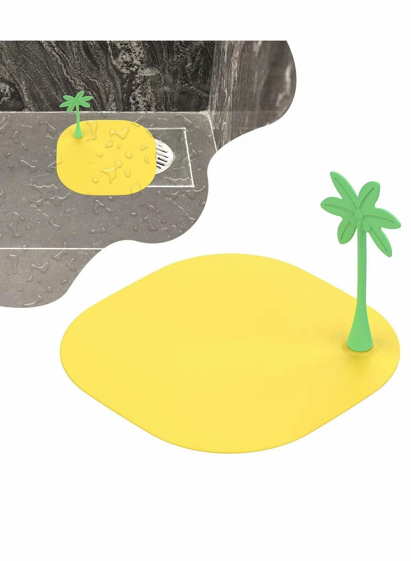 Silicone Drain Cover Coconut Tree 5.5 in 14 cm 4 Pcs Tub Stopper Floor Anti Odor Mat for Shower Cockroach Deodorizing with Handle Kitchen Laundry Toilet