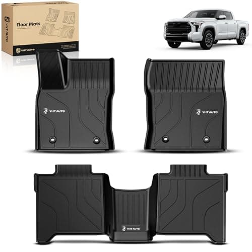 YHTAUTO Fit 2025 2024 2023 2022 Toyota Tundra Floor Mats | Only Fit CrewMax | TPE All Weather Floor Liner, 1st 2nd Row Car Mats