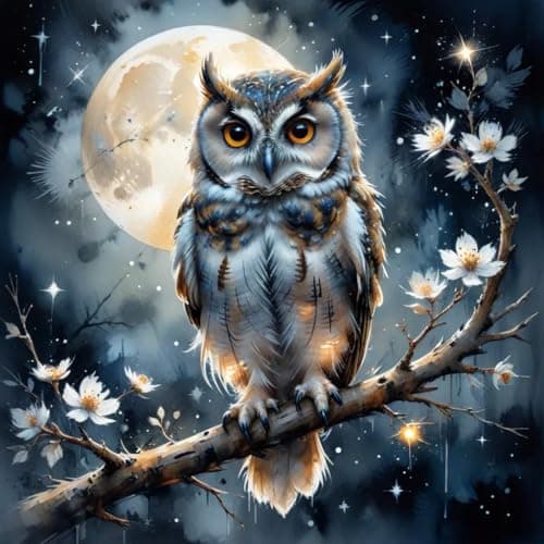 croshom Diamond Art Kits for Adults Owl Diamond Art Painting Kits for Adults Beginners 5D DIY Full Drills Gem Craft for Gifts Home Wall Decor 138 x 138
