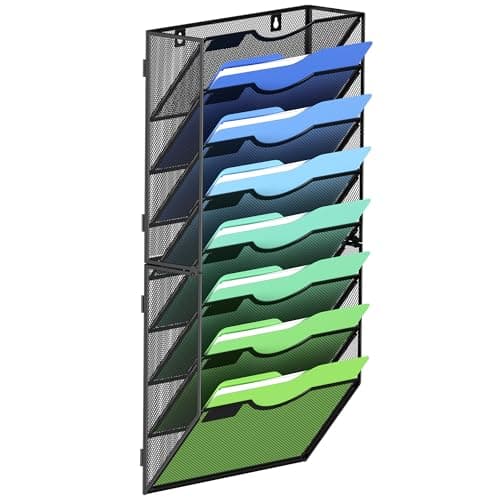 KuntineB Wall File Organizer Office Hanging Magazine Holder Wall File Organizer for Office Home Black 8 Tier