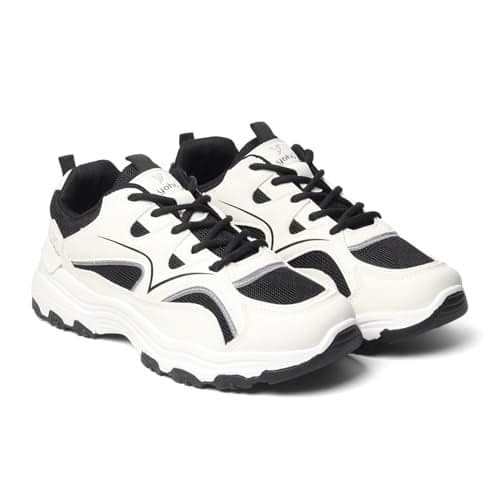 YOHO Tempo Chunky Sneakers for Women | Stylish, Lightweight, Casual, Shock Aborbing Sports Shoes for Woman/Girls | Walking, Running, Gym & Everyday Use -0900 | Black Sand - UK 8