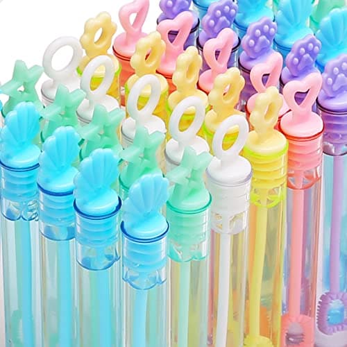 30 Pack Mini Bubble Wands6 Style 6 Colors Bulk Bubble Party Favors Goody Bags for Kid Great Summer Outdoor Indoor Toys Gifts for Boy Girl Valentine Christmas Party Supplies