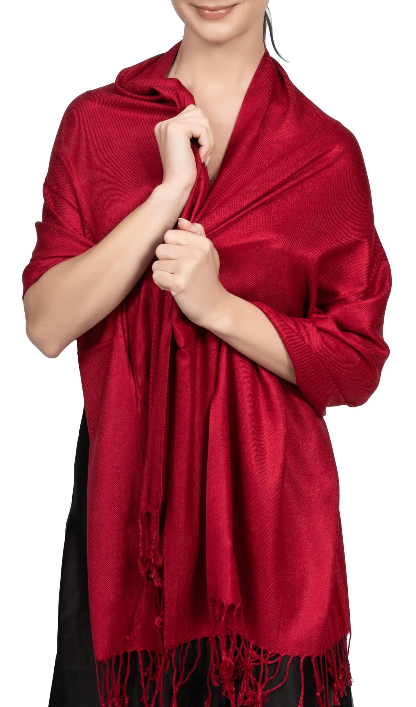 Achillea Soft Silky Pashmina Scarf for Women – Shawl Wrap for Evening Dresses, Bridesmaids, Weddings & Everyday Wear (Burgundy)
