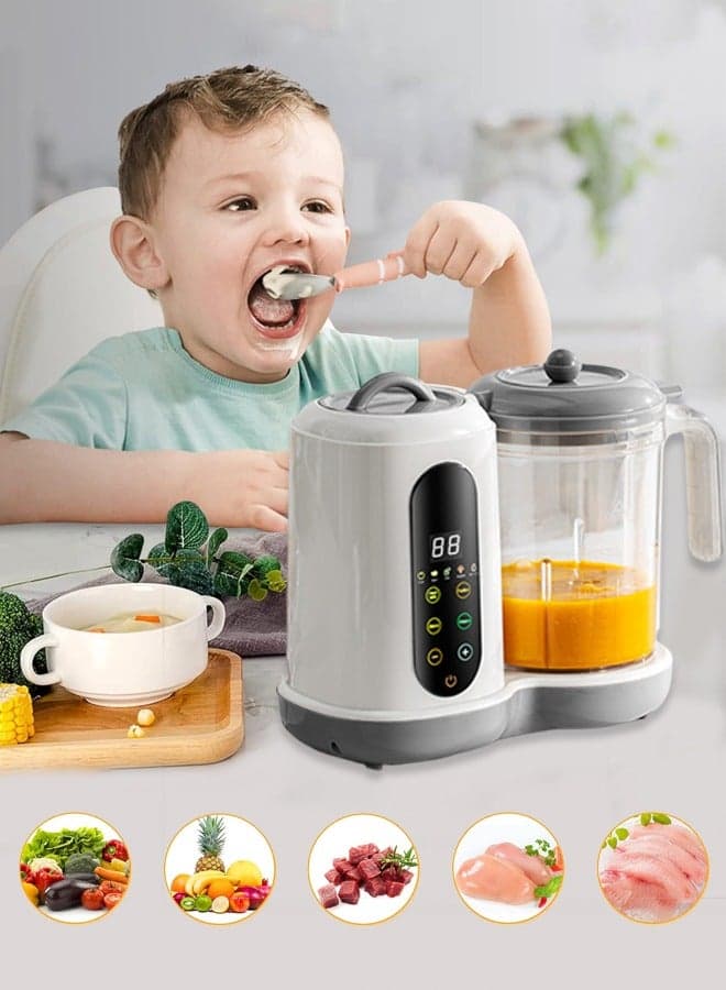 4 in 1 Baby Food Processor, Baby Food Maker with Smart Control, Multifunctional Steaming Blender with Steam Pot, Baby Food Dispenser, Auto Cooking and Grinding, Warming Milks, BPA Free, White