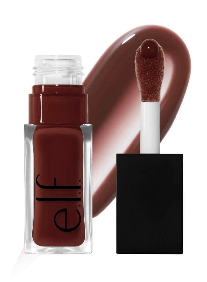 e.l.f. Glow Reviver Lip Oil – Hot As Fudge (Rich Chocolate Brown Shade) Hydrating High-Shine Nourishing Lip Oil with Squalane & Fruit Oils – 7.6 ml