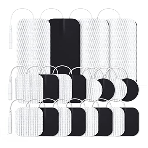 AUVON TENS Unit Replacement Pads Combination Set 20 Packs Multiple Sizes Electrodes for TENS Unit Reusable and Latex Free Pigtail TENS Pads for Multiple Pain Relief 2mm Connector