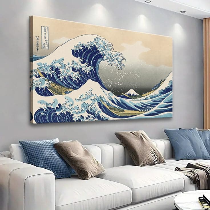 OKEXCKK The Great Wave off Kanagawa by Katsushika Hoki Wall Art Decor Classic Painting Abstract Seascape Canvas Print Pictures Modern Japanese Artwork for Bedroom Living Room Decoration 24x36