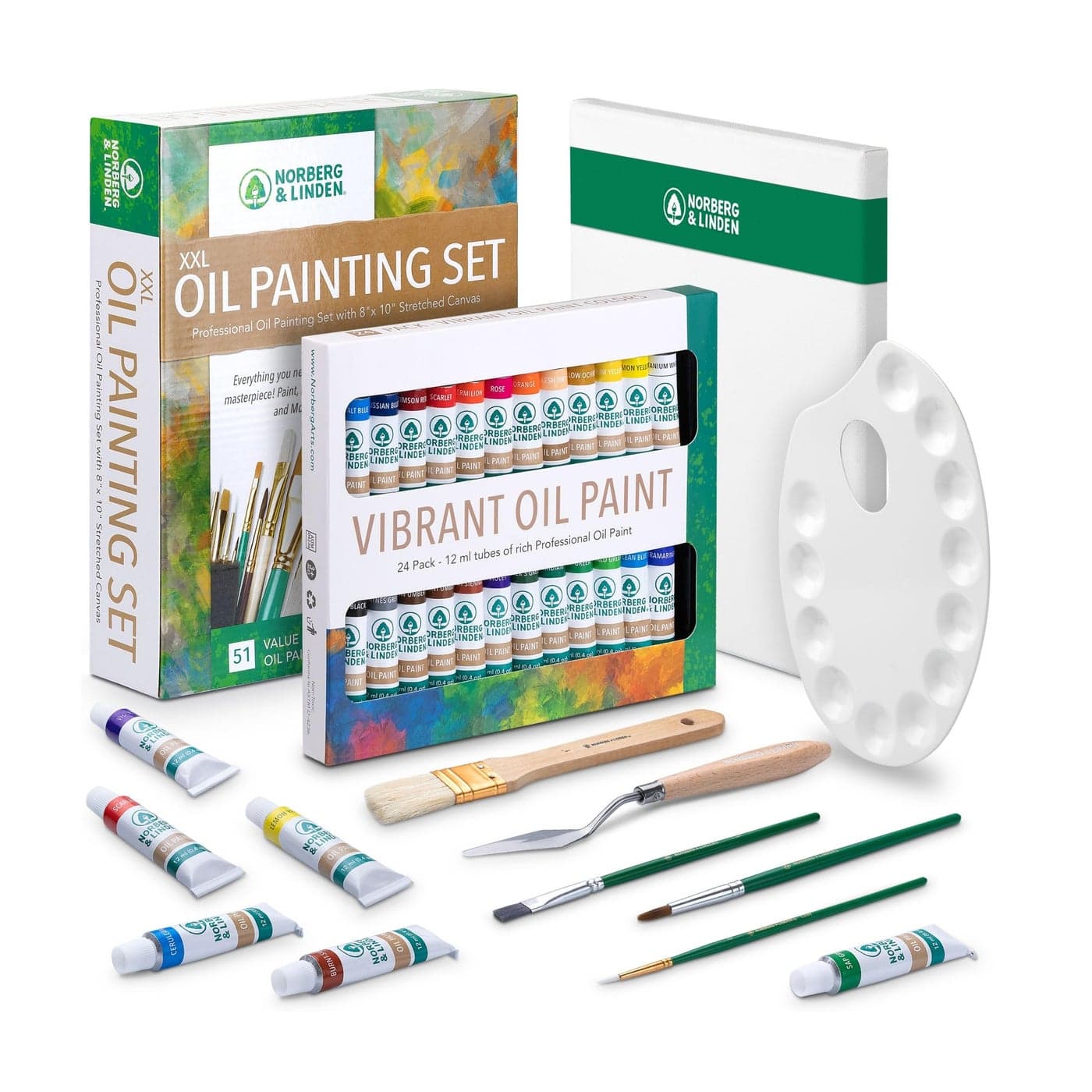 XXL Oil Paint Set 24 Paints 25 Brushes 1 Canvas and Art Palette Oil Painting Supplies for Kids and Adults Paint Supplies