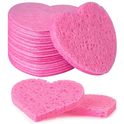 50Count Facial Sponges Compressed 100 Natural Cellulose Face Sponge Professional Cosmetic Spa Sponges for Face Cleansing Exfoliating Mask Makeup Removal for Travel and Home Pink