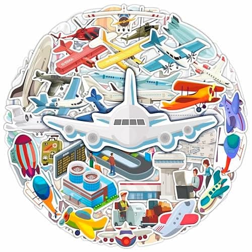 BulbaCraft 100 Pcs Airplane Stickers Aircraft Helicopter Decals for Birthday Party Supplies Gifts