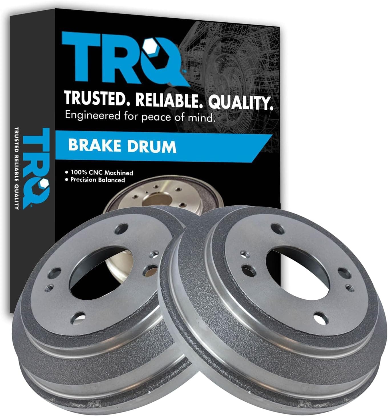 TRQ Rear Brake Drum Pair Set for Honda Civic, Civic Del Sol, and CRX (1984-1997)