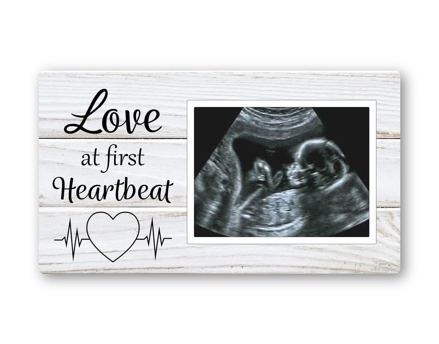 Love at First Heartbeat Ultrasound Picture Frames Fridge Magnet, Rustic Keepsake Sonogram Picture Frame, Nursery New Mom Gifts, Baby Shower Gifts, Newborn Essentials Must Haves, Protective Photo Frame