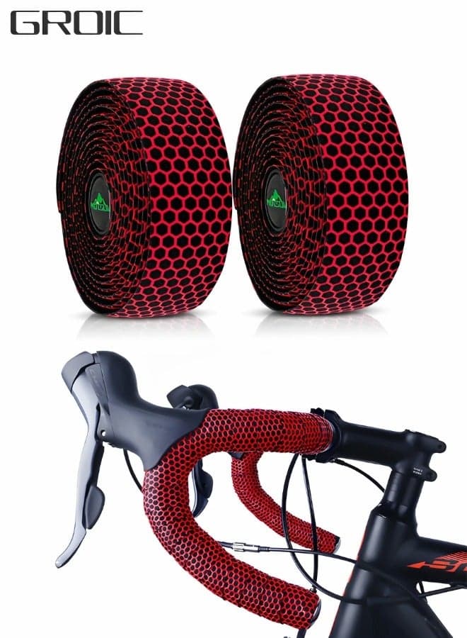 2 Rolls Bike Handlebar Tapes, Road Bicycle Bar Tape, Professional Bicycle Handlebar Tape, Racing Bike Cycling Handle Wraps Drop Bar Wraps for Better Grip with End Plug