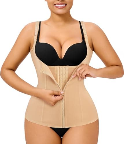 Gotoly Quick Weight Loss, Adjustable Straps Body Shaper Waist Cincher Tank Top (M Fits 24.4-27.5 Inch Waistline, Beige)