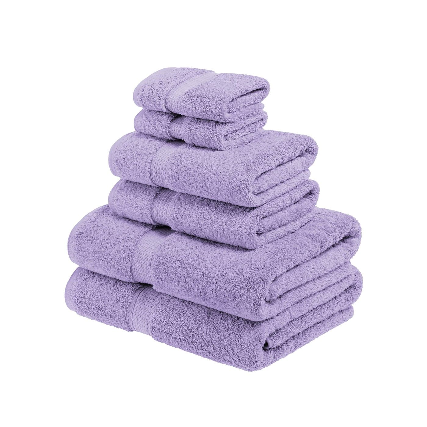 Superior Egyptian Cotton Pile 6 Piece Towel Set Includes 2 Bath 2 Hand 2 Face TowelsWashcloths Ultra Soft Luxury Towels Thick Plush Essentials Guest Bath Spa Hotel Bathroom Purple