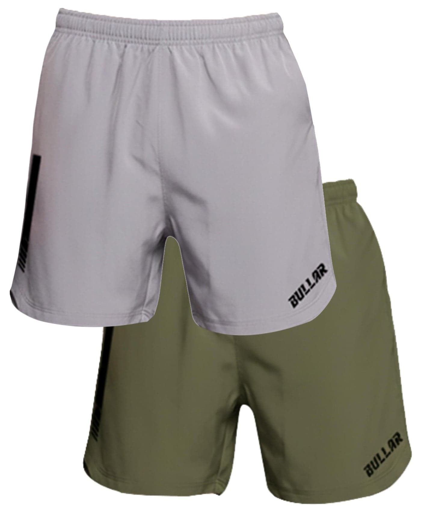 BULLAR Premium Polyester Training Shorts Pack of 2, Ideal for Gym wear, Running, Sports,Workout Light and Dryfit Fabric, Quick Dry Shorts with Drawstring (in, Alpha, L, Regular, Grey & Olive)