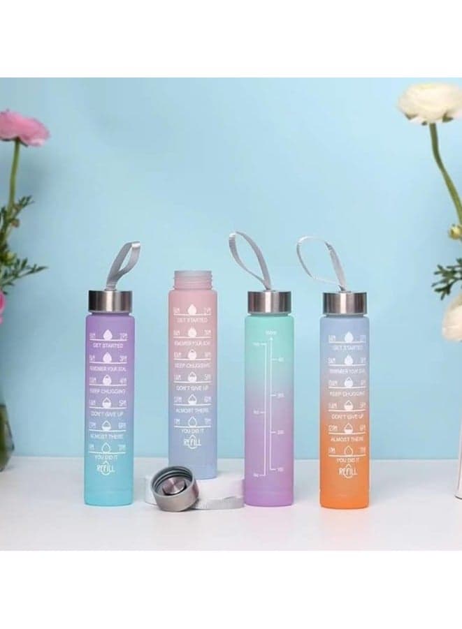3 Pack Sports Water Bottle With Straw,2L+900ml+500ml Measured Plastic Drinking BPA Free Non-Toxic Sports Drinks Time Markings Motivational Fitness (Pink)