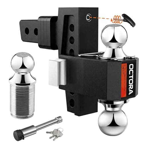 Adjustable Trailer Hitch Ball Mount Fits 2Inch Receiver 6 DropRise Aluminum Tow Hitch with Triple Balls 178 2 2516 Double AntiTheft Locks 12500 LBS GTW for Truck SUV