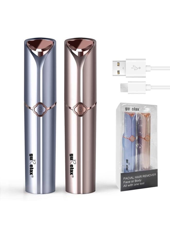 Facial Hair Removal for Women(1 Gold+1 Blue), Gurelax Electric Hair Removal Device, Painless Facial Hair Remover for Chin Upper Lip Peach Fuzz, with a Storage Bag