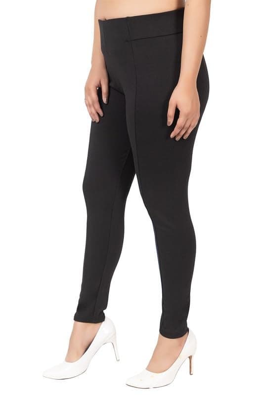 Mlada Slim Fit Cotton Lycra Tummy Tucker Jeggings for Women Office | Formal Wear Trousers Stretchable Cotton High Waist Skinny Fit Jeggings | Lycra Pants Travel Comfort Jegging Black