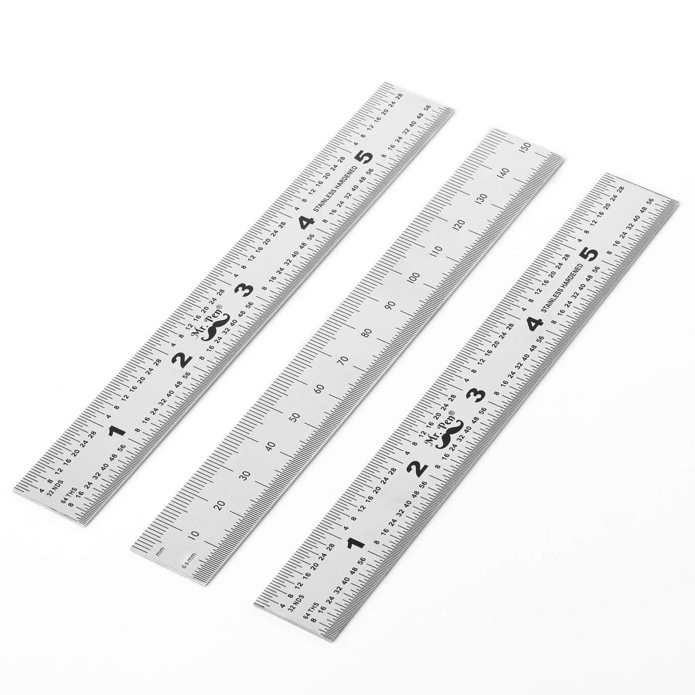 Mr Pen Machinist Ruler 3 Pack Metric Precision Stainless Steel 6 inch