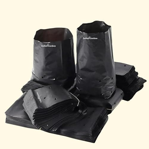 Indian Gardens - 12 x 12 Inch Black Colour Poly Bag | for Home Gardens Perfect for Plantation | Nursery for Vegetable and Flowering Plants - 200 Grams